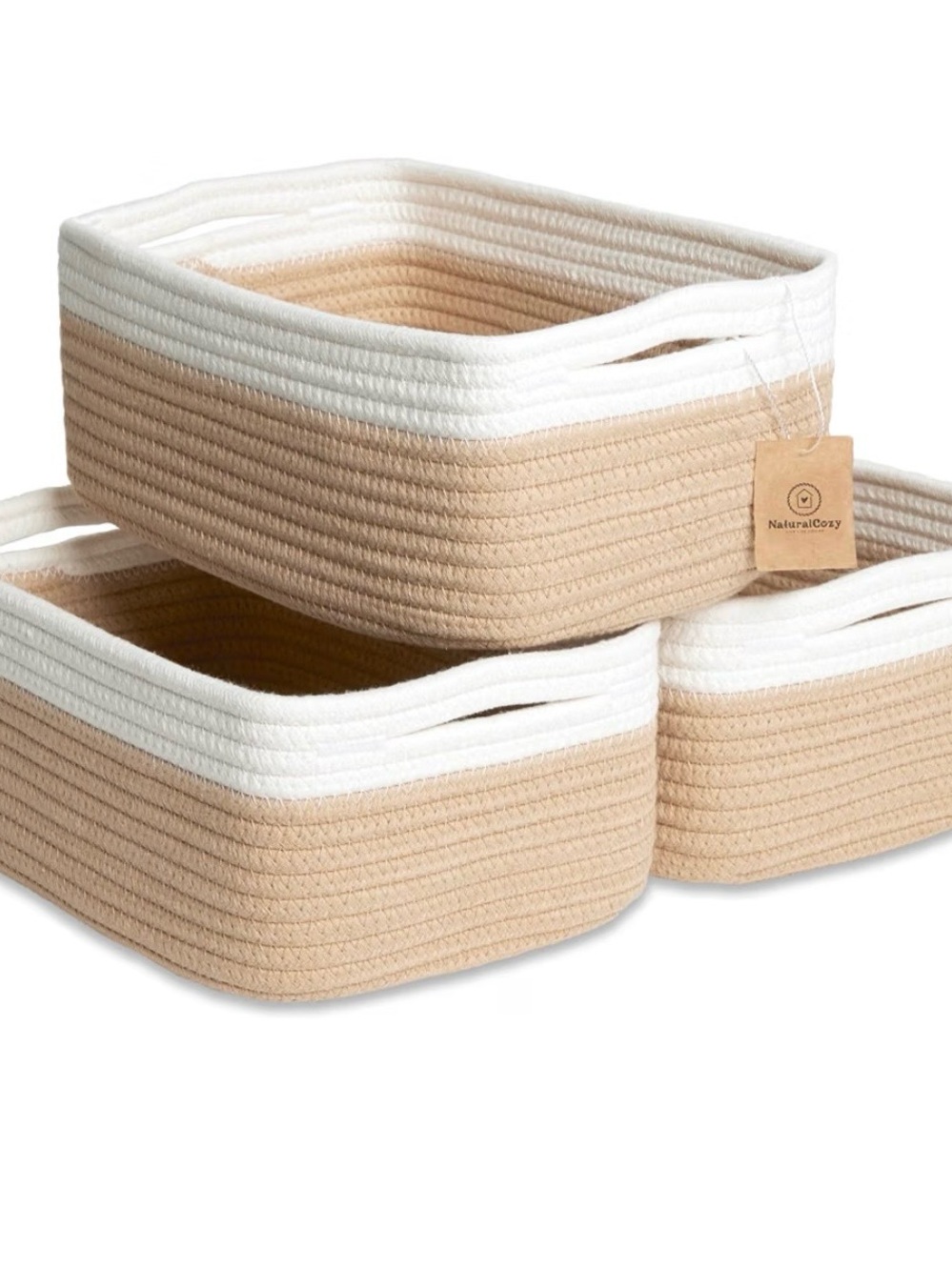 Cotton Rope Woven Small Storage Basket Set of 3